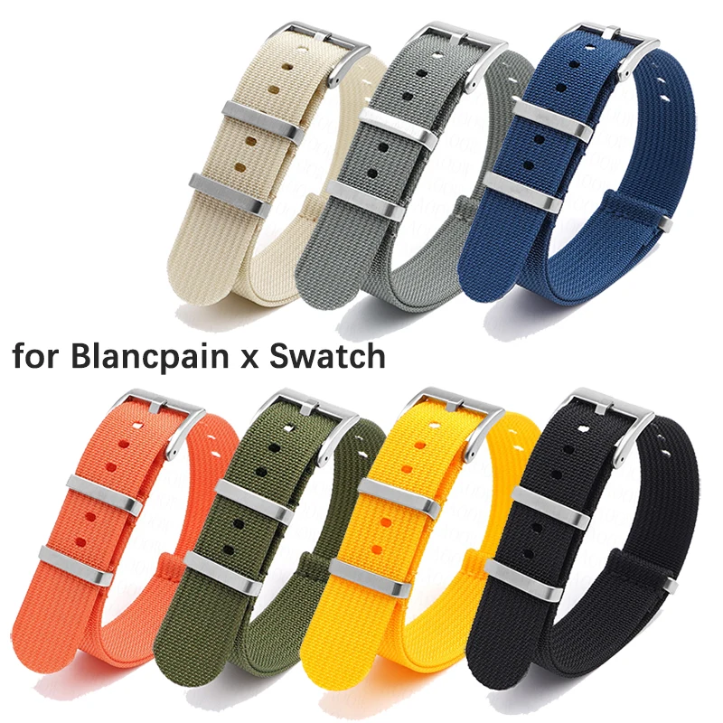 Cinturino In Nylon Intrecciato Zulu Band Per Swatch X Blancpain Collaboration 22Mm 304 Fibbia In Acciaio Inossidabile Uomo Donna Sostituire La Cintura
