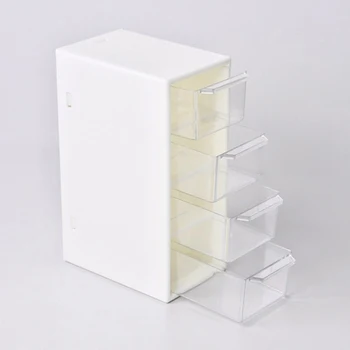 Scatola portaoggetti cosmetica da tavolo bianca con custodia per contenitori a 4 cassetti piccola scatola Organizer per il trucco della casa dell'ufficio