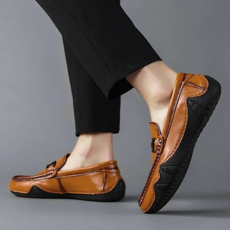 Casual Handmade Leather Shoes Summer Man Sneakers Fashion Loafers Business Casual Size 38-46