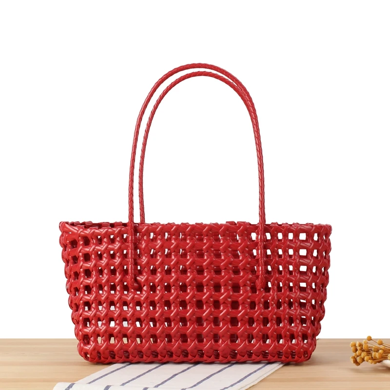 Borsa a cestino con design intagliato novità 2026 per donna, borsa a tracolla intrecciata da spiaggia per vacanze, tote versatile casual per tutti i giorni