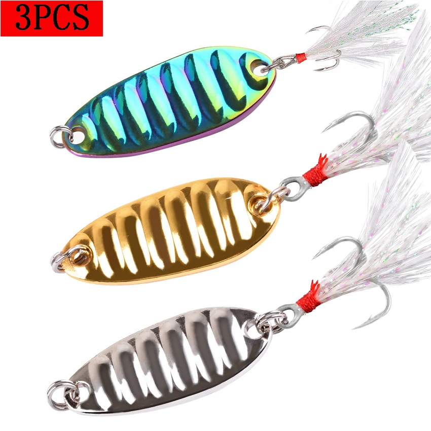 

3pcs Metal 25g 20g -1.5g Fishing Lures Wobbler Spinner Bait Spoon Artificial Bass Hard Sequin Paillette Metal Steel Hook Lures