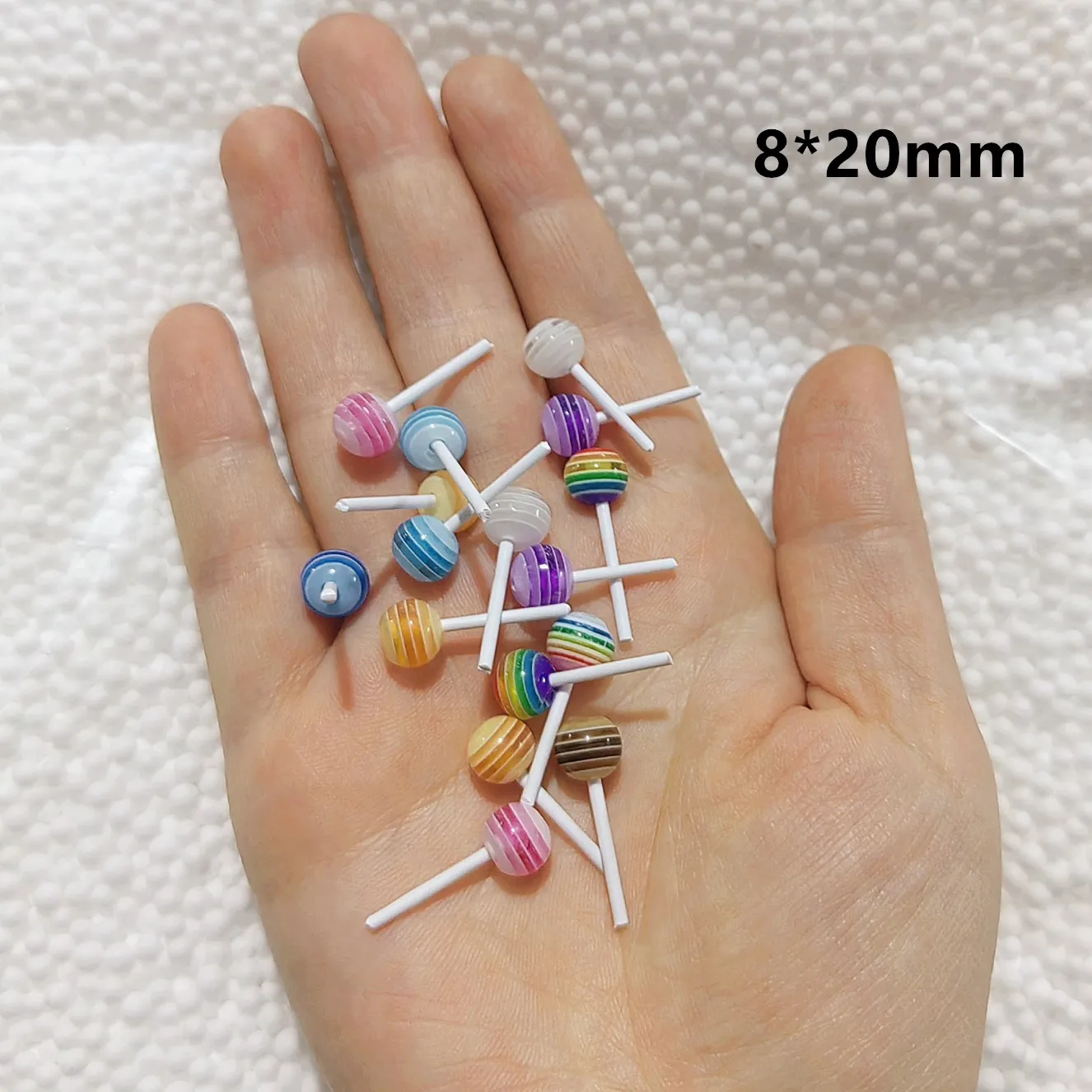 20 stücke MIni Simulation Regenbogen Lollipop 1:12 Puppenhaus Miniatur Pretend Lebensmittel für Puppen Küche Spielzeug Zubehör 15*7mm – Detail 2