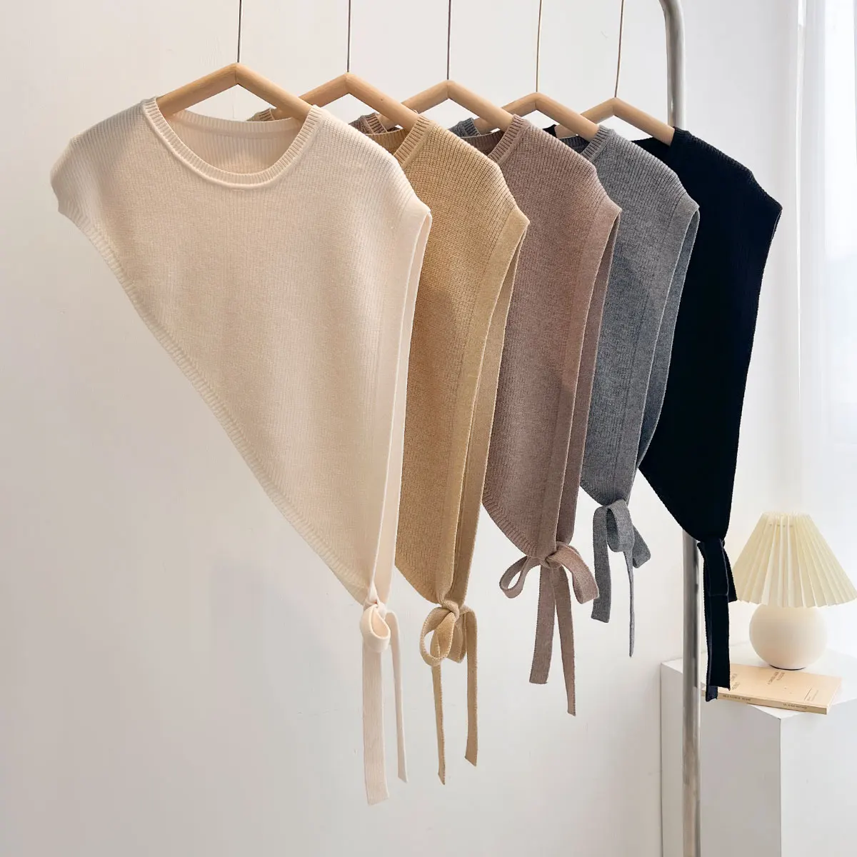 2025 Spring and Summer Fashion Versatile Women's Skew Triangle Shawl Women Match Coat Woolen Knitted Pullover Slit Cape Designer