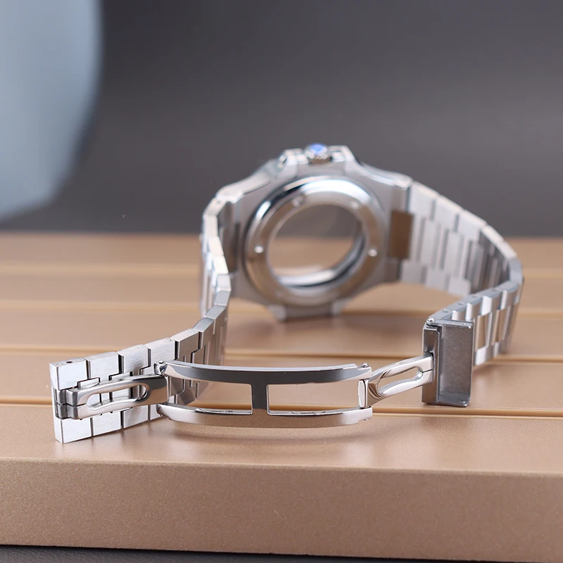 Für 40-mm-Quadrat-Uhrengehäuse mit Armband, Saphirglas, für modifiziertes Nautilus-Stil-Uhrwerk NH35, NH36, NH38, 10 bar wasserdicht, 30,5-mm-Zifferblatt – Detail 9