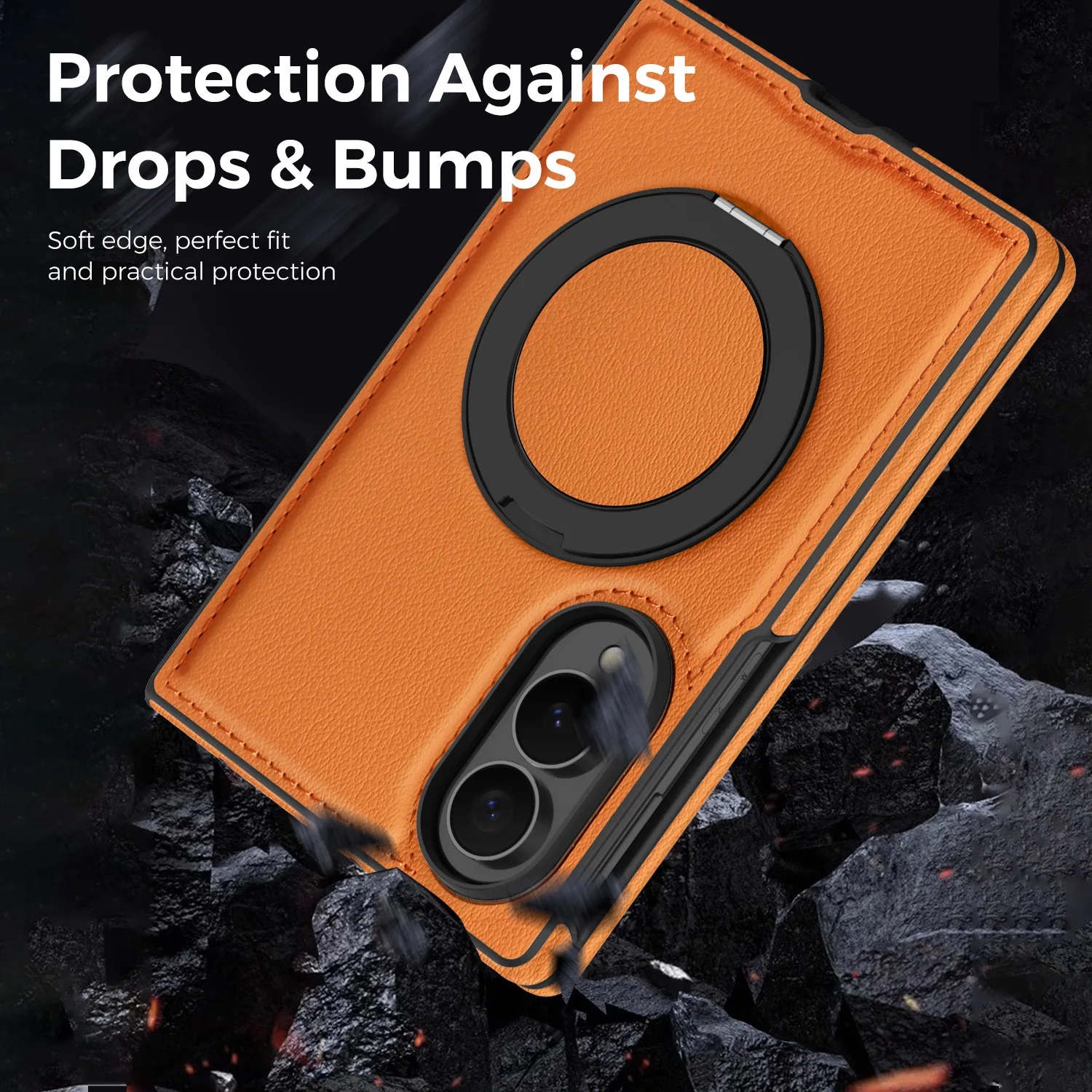 Luxury Leather Texture Rotating Bracket Case with Magnetic Charging Cover