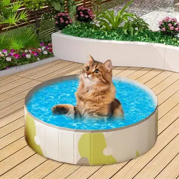 Kiddie Pool For Dogs Cat Swimming Pool PVC Anti-Slip Tub Bathing Foldable Portable For Backyard Yard Outside Kittens Dogs 1