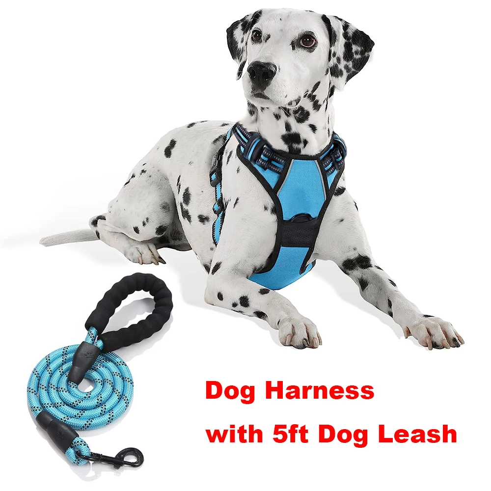 

Dog Harness with Leash Reflective Puppy Vest Harness No Choke Adjustable No Pull Dog Harnesses for Small Medium Large Dog