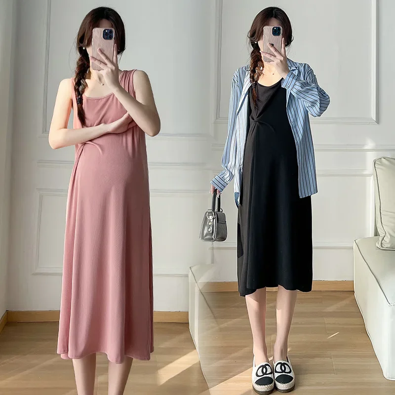 High Elasticity Vest Skirt Striped Shirt Two-Piece Set Maternity Wear New Autumn Collection Comfortable Breathable Clothing
