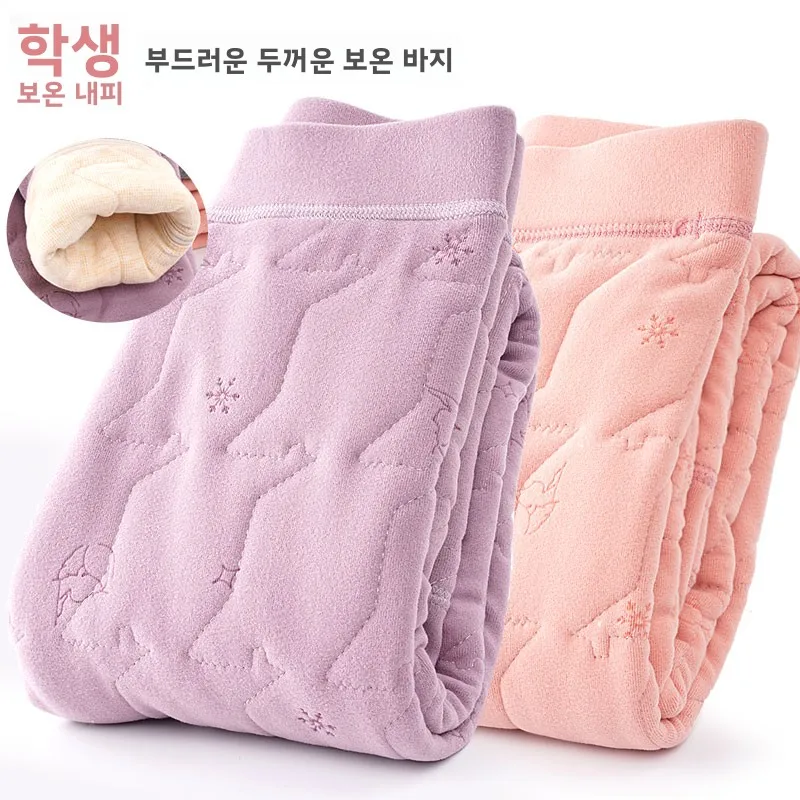 디즈니 어린이용 두꺼운 양털 안감 코튼 바지 소녀 겨울 따뜻한 홈 바지 작은 소녀용 신축성 있는 허리 편안한 잠옷