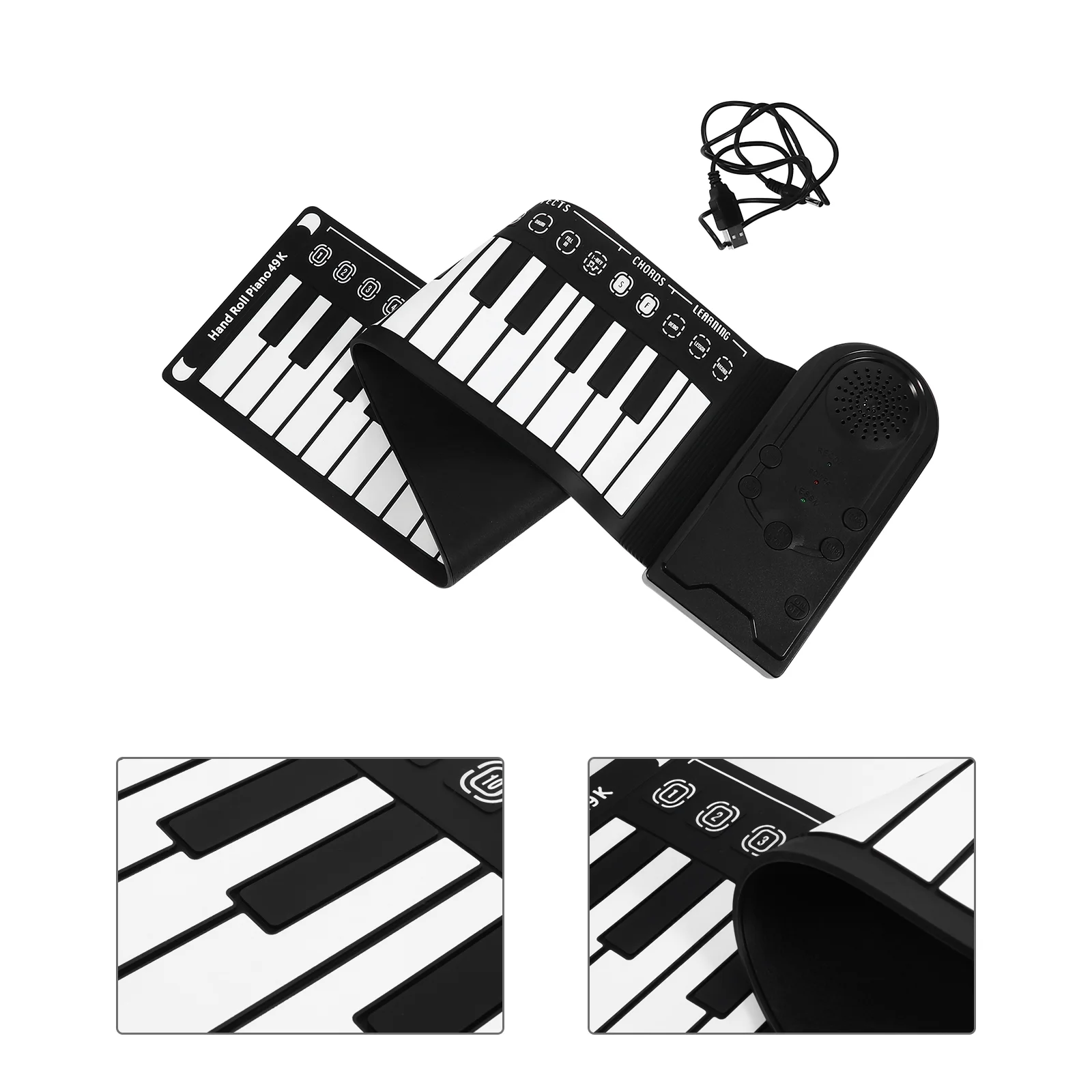 

49 Keys Roll Piano Kids Musical Instrument Hand Rolled Electronic Digital for Beginner Portable Silica Gel Foldable Child