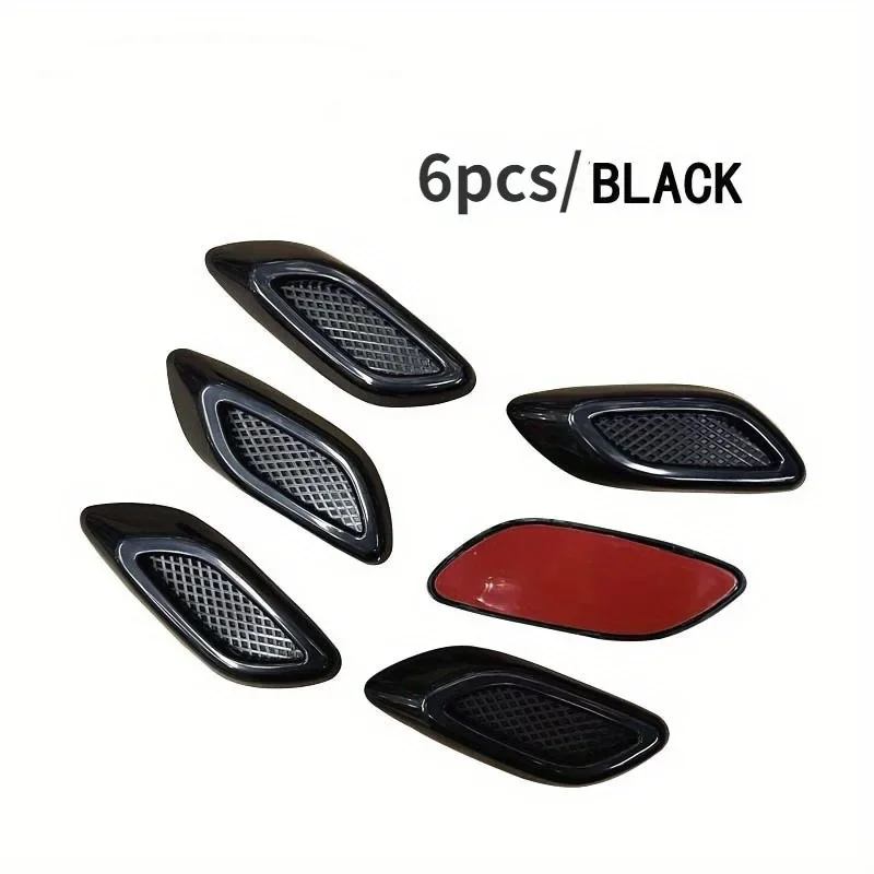 Car Fender Trim Decorative Intake Universal Auto Air Flow Bumper Side Vent Decal 2/6pcs