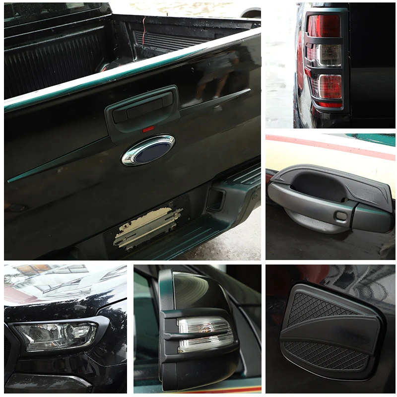 Auto Styling ABS Matte black Car body decorate Cover Moulding Sticker Car Accessories For Ford Ranger Wildtrak T6 T7 T8 2012-21