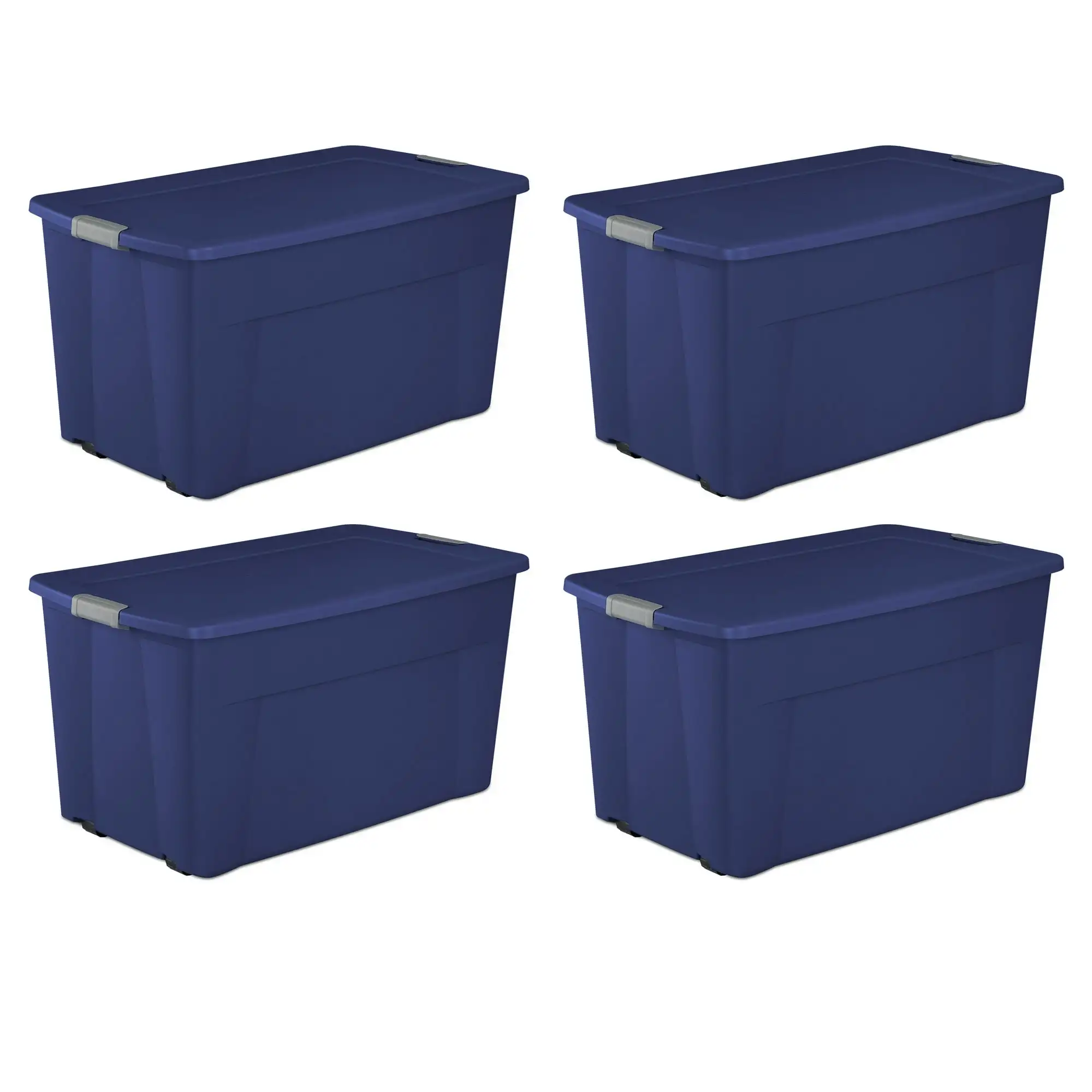 

45 Gallon Wheeled Latch Tote Plastic, Stadium Blue, Set of 4