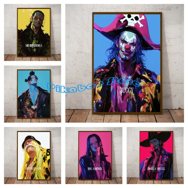

One Piece Anime The Seven Warlords of the Sea Fan Map Buggy Boa Hancock Canvas Painting Comics Decor Gifts Wall Decoration