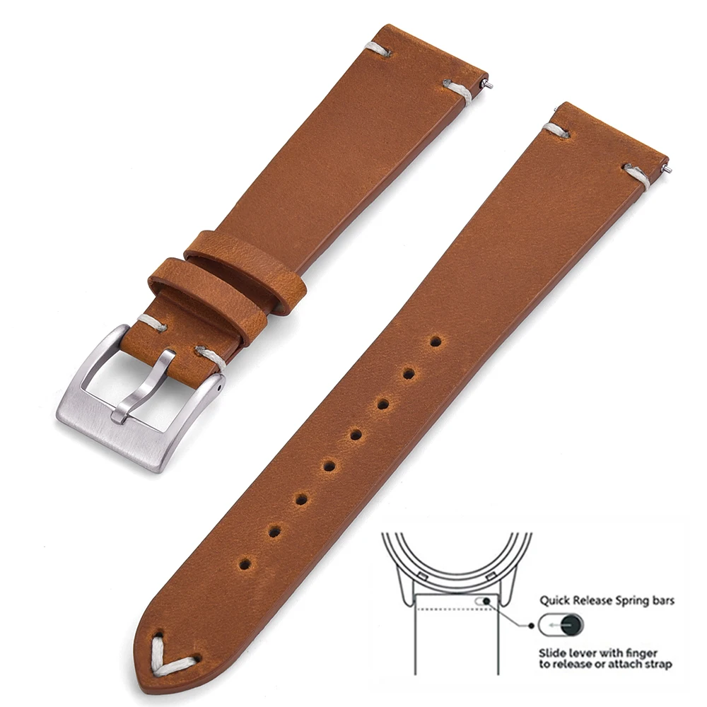 Vintage Handcrafted Distressed Leather Watch Strap - Retro Western Unisex Style, Perfect