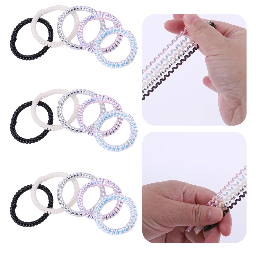 5Pcs Idol Doll Anti Drop Buckle Coil Multi-Colored Plastic Keychain Winding Rope Protection Ring Doll Accessories