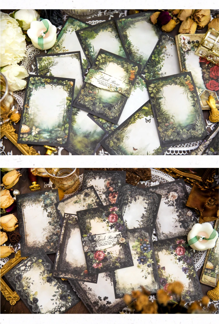30 stücke Vintage mysteriöse dunkle Rose Dekor Scrap booking Material Papier DIY Sammelalbum Dekor Junk Journal Planer Briefpapier Papier – Detail 3