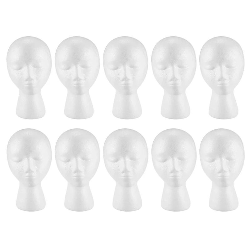 

10X Styrofoam Foam Mannequin Wig Head Display Hat Cap Wig Holder White Foam Head