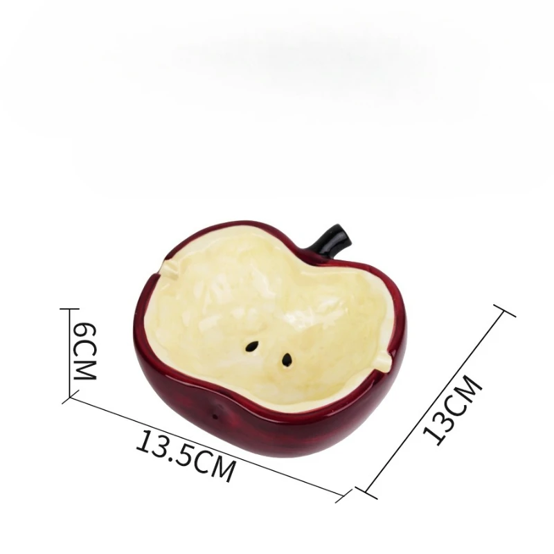 Ceramic Apple Ashtray with Cover for Living Room Decoration