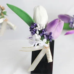 Boutonniere And Wrist Corsage Forest Wedding Groom Bride Simulation PU Horseshoe Lotus Wedding Decoration Business Conference