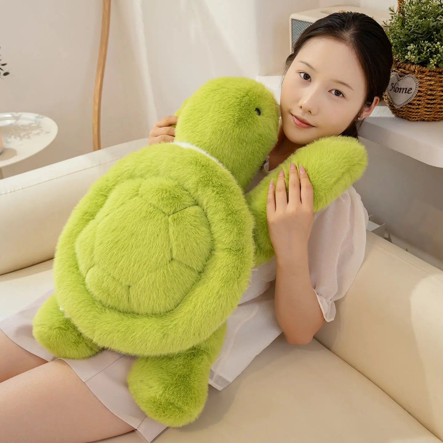 Hot Lovely Turtle Plush Toys Cozy Fluffy Lying Prone Cartoon Tortoise Throw Pillow Back Cushion Kawaii Home Decor Funny Gift