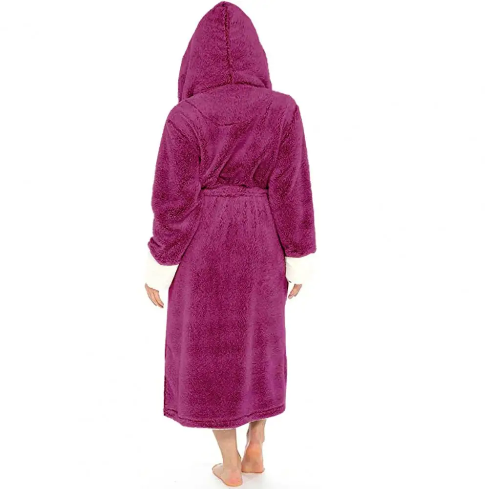 Plus Size Women Autumn Winter Bathrobe Tight Waist Loose Nightie Keep Warm