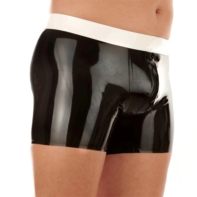 

Latex Sexy Men Underwear with Zipper Rubber Panties Wet Look Underpants Fetish Male Panties Short Pants Boxer Underwear