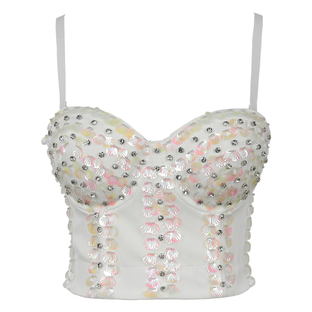 

New 2022 Fashion Sexy Women Bra Outerwear NightClub Disco Wrap Chest Vest tops Birthday belly dance Stage Costumes