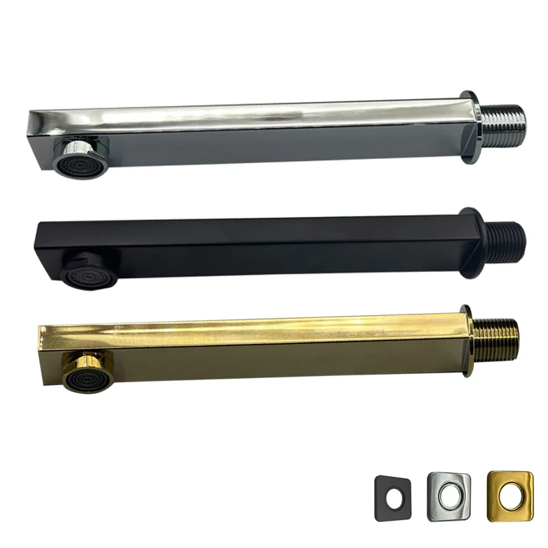 หัวฉีดน้ำสำหรับอ่างอาบน้ำ สแตนเลส ติดผนัง รูปทรงสี่เหลี่ยม  ก๊อกน้ำอ่างอาบน้ำ ฝักบัว สแตนเลส  ท่อจ่ายน้ำอ่างอาบน้ำ 1