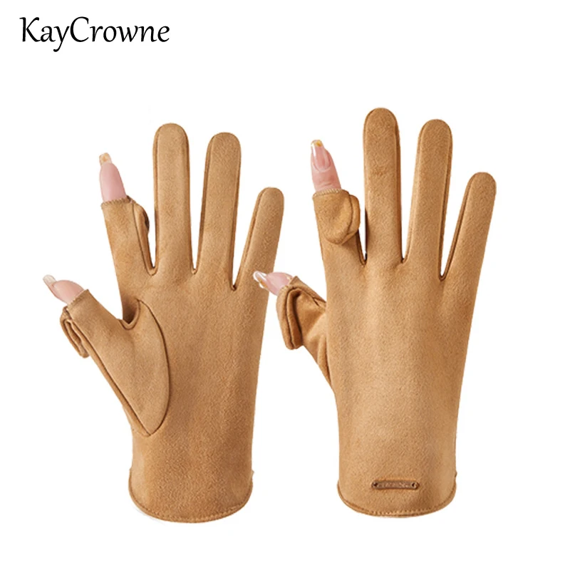 

KayCrowne Fashion Lady Gloves Women Winter Elegant Riding Touch Screen Thick Warm Windproof Fingerless Female Black Glove G223