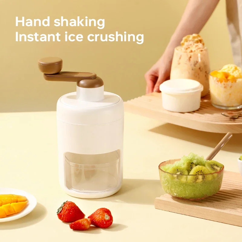 

2023 New Mini Ice Crusher Hand Operated Shaved Ice Milkshake Maker Household Portable Small Hail Machine Kitchen Tool