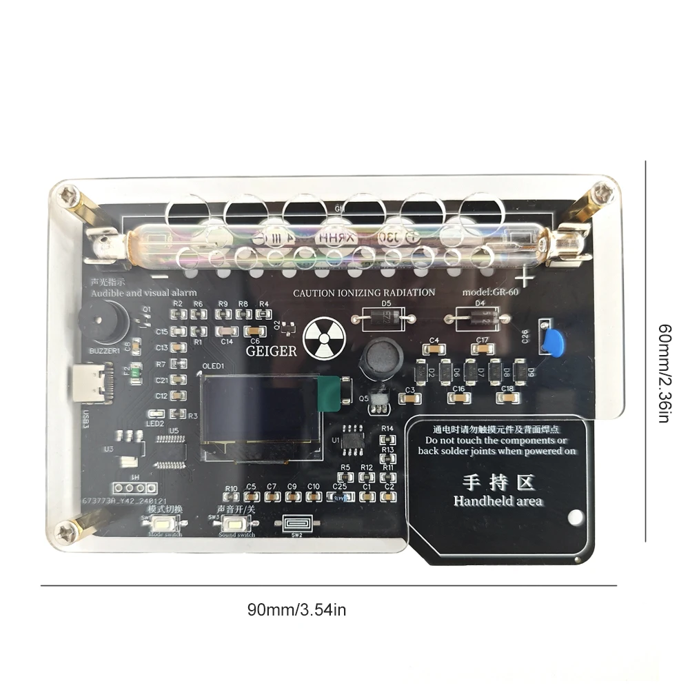 Geiger Counter Assembled Module with Sound Light Alarm DIY Geiger Counter Circuit Board Parts Assembled DIY Kit