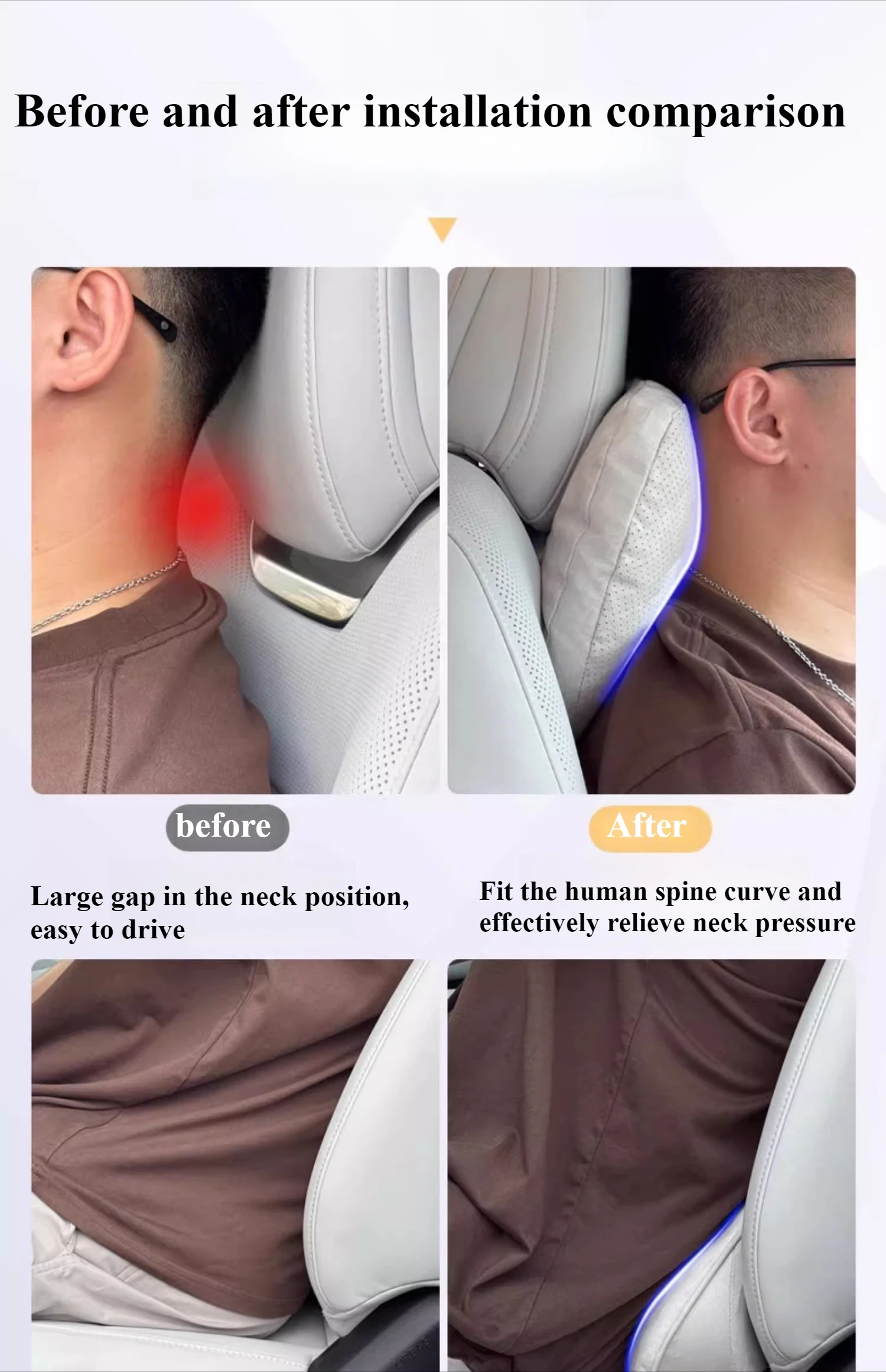 Ergonomic Car Seat Cushion Set with Headrest Neck Pillow and Lumbar Support - Premium Memory Foam Car Interior Accessories