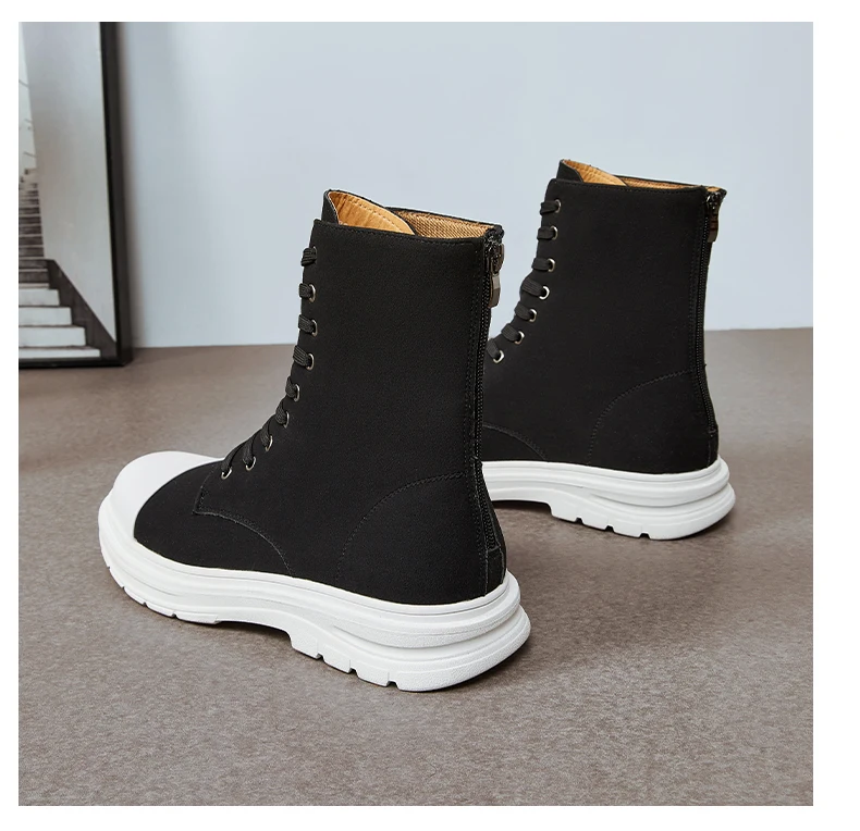 Herren 4 cm Plateaustiefel Wildleder High Top Chunky Sole Anti-Rutsch-Schuhe Reißverschluss hinten Höhe erhöhen lässige bequeme Stiefel – Detail 23