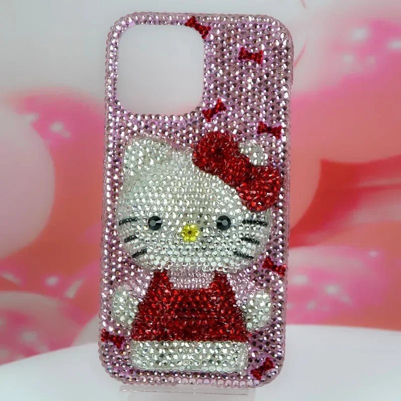 Rhinestone Bling Crystal Hello Kitty Phone Case Chain For