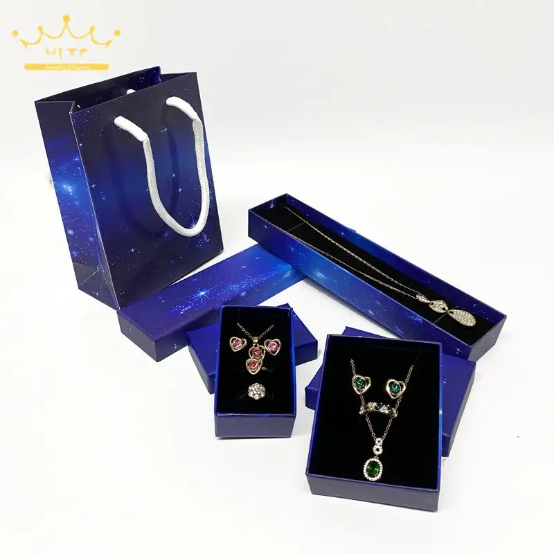 Dark Blue Starry Sky Jewelry Packaging Gift Box Ring Necklace Storage Paper Box Bracelet Box 10Pcs/lot