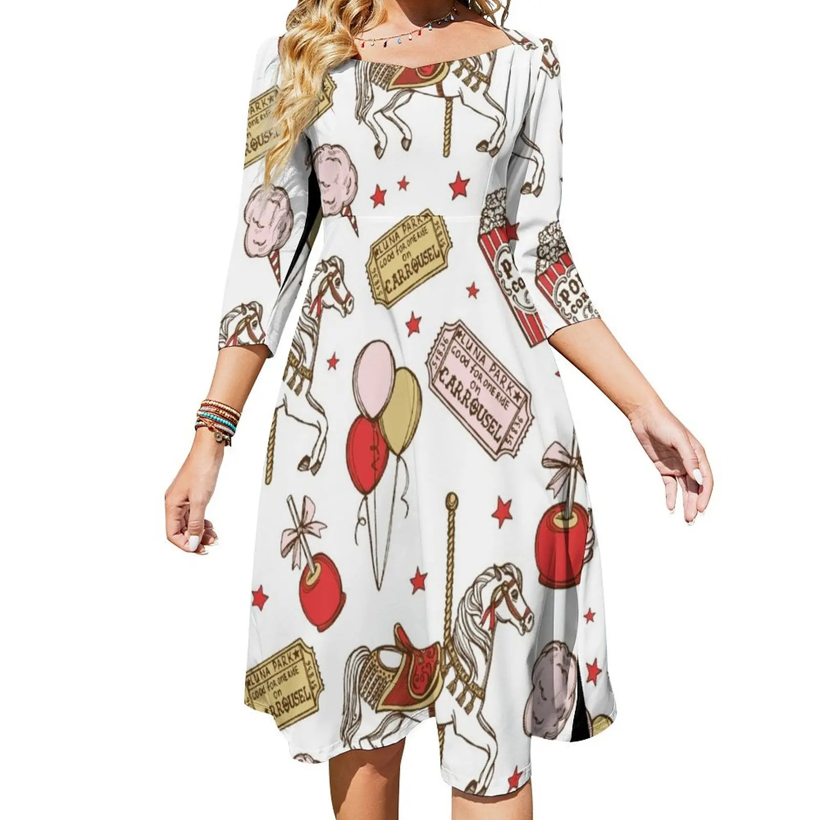 

Женское расклешенное платье Luna Park, летнее платье с принтом