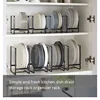 1pc kitchen cabinet plate storage countertop dish rack drawer dinner plate partition drain rack layered storage rack 6