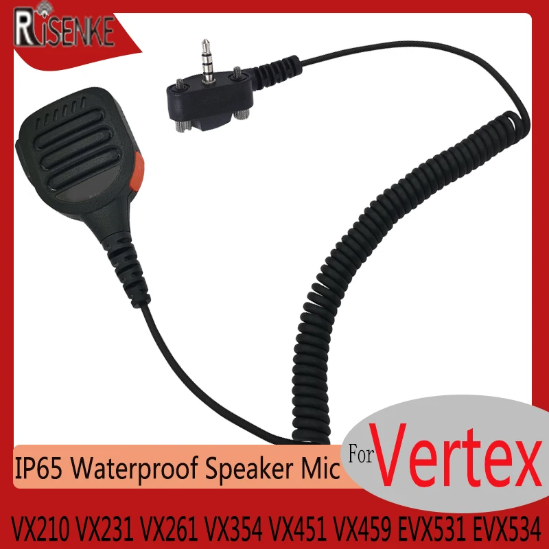 RISENKE for Vertex VX210 VX231 VX261 VX264 VX351 VX354 VX451 VX459 EVX531 EVX534 Radio Speaker Mic with 3.5mm Audio Jack IP65