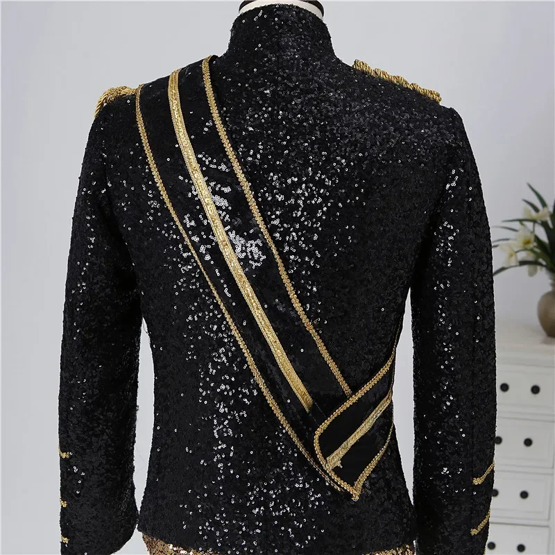 New Michael men clothing fashion slim MJ Michael Jackson coat dance Sequins suit jacket stage singer costumes coaplay costum#1#W