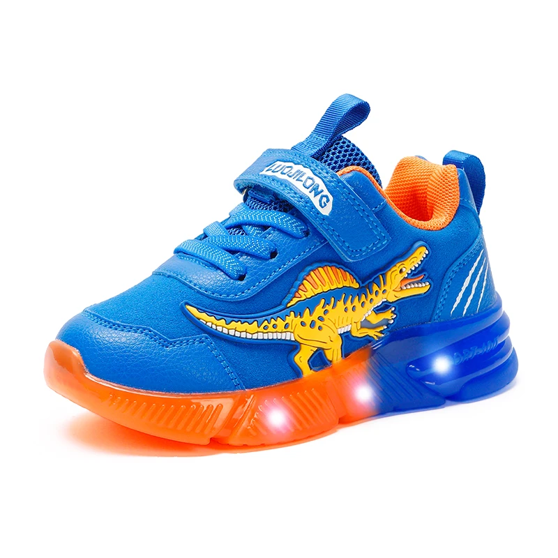 EXDINO Dinosaur Little Kids Spring Autumn LED Light Up Shoes Children Spinosaurus Boys Glowing Casual Sports Sneakers Non-slip 4