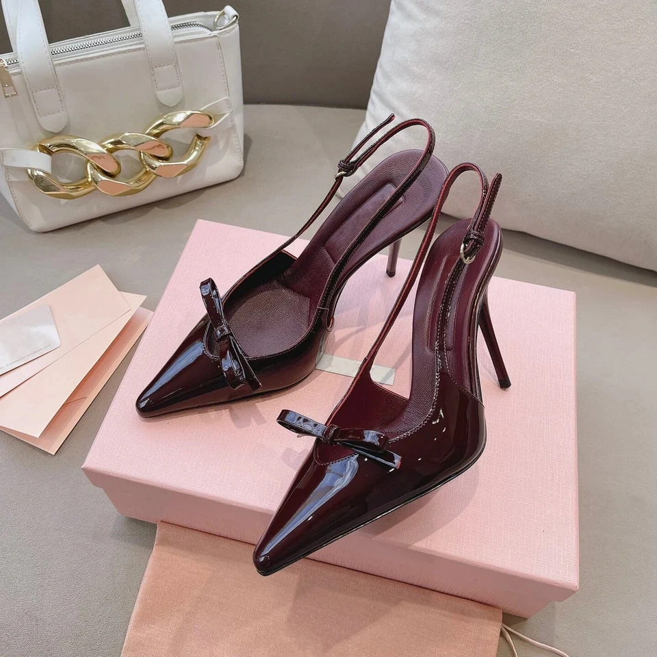 

Hot Shoes For Women Pointed Toe 10.5cm High Heels Sandals Patent Leather Ankle Strap Sandals Party Wedding Luxury Designer Shoes