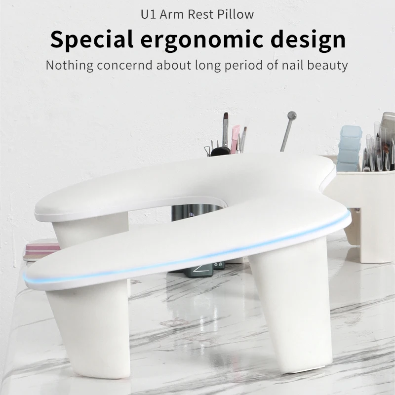 Nail Art Hand Pillow Two Hands Portable Removable Stand Tilt Design Manicure PU Material