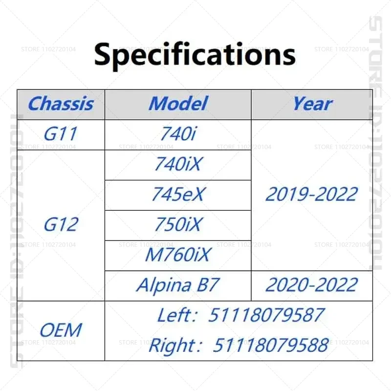 BMW 2019-2022 G11 G12 740i 740iX 745eX 750iX 알피나 B7 M760iX 프론트 범퍼 트림 안개등 스트립 51118079587 51118079588
