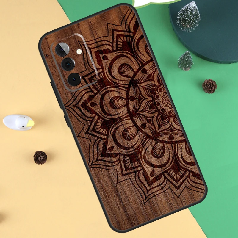 Elegant Mandala Floral Wood Phone Case Cover