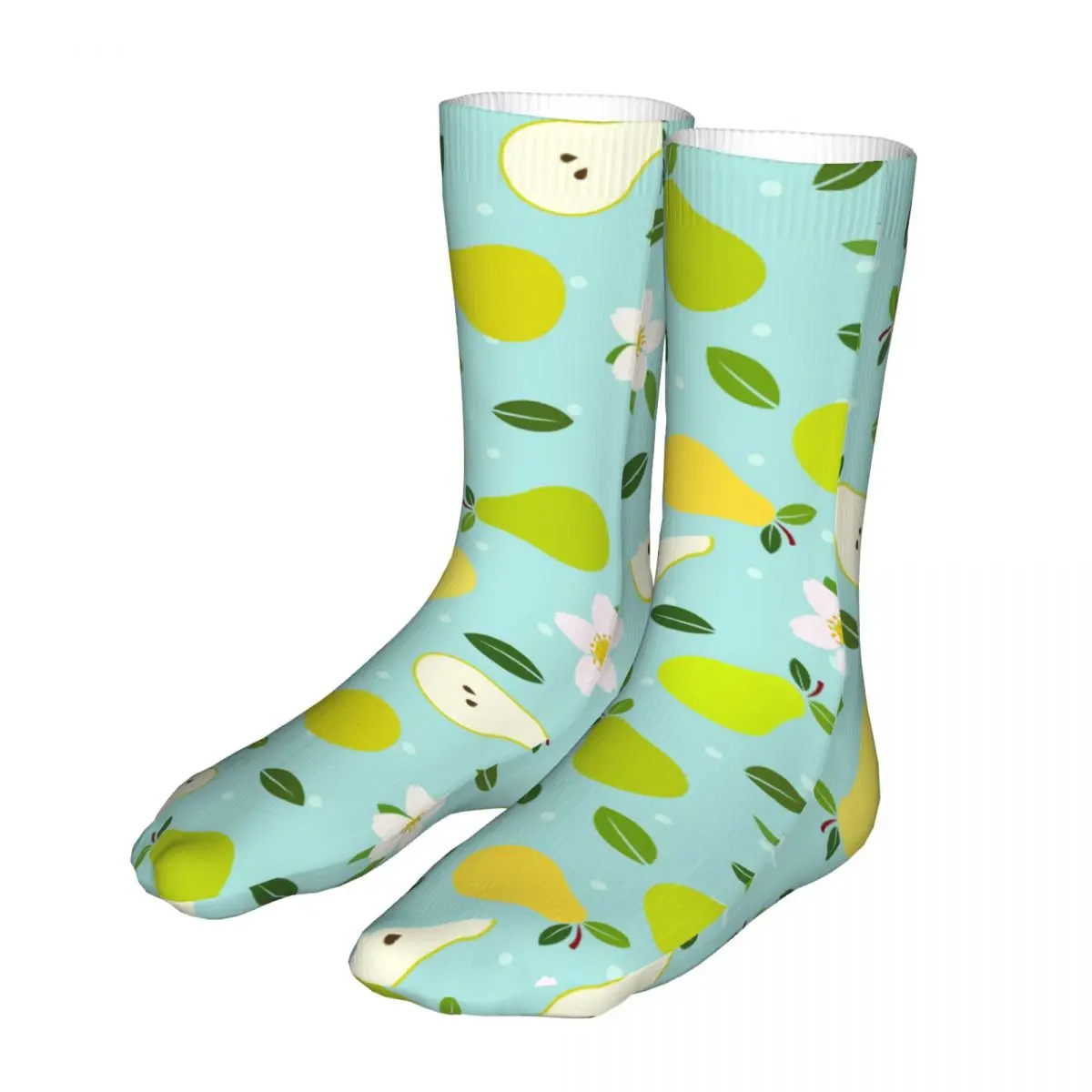 

Pear Flower Socks Men Women Polyester Funny Happy Cute Fruit Pattern Socks Harajuku Spring Summer Autumn Winter Socks Gift