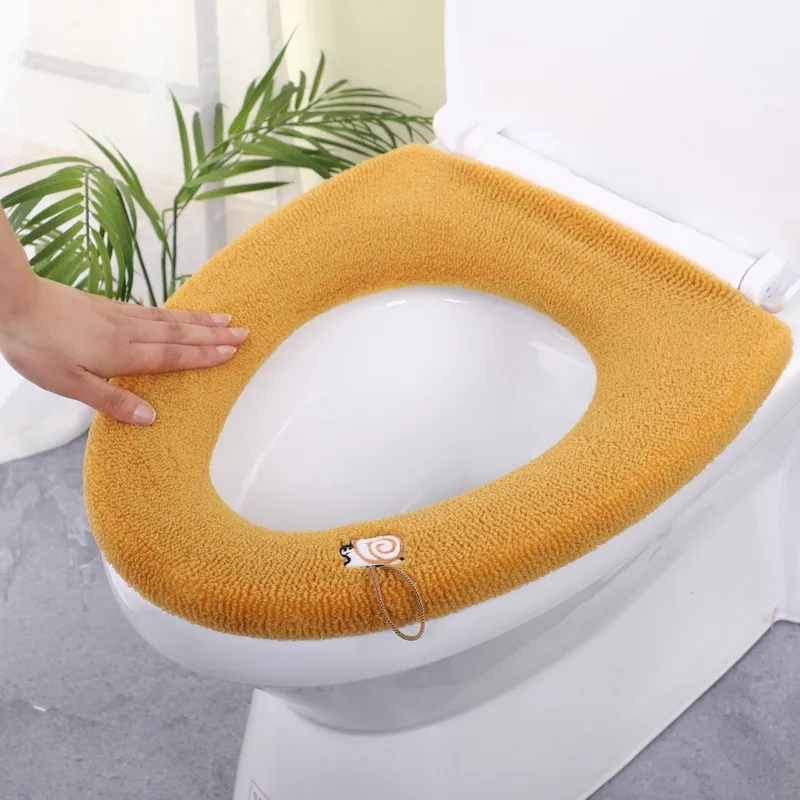Toilet Seat Cover Mat Bathroom Toilet Lid Pad Winter Warm Cushion with Handle Thicker Soft Washable Closestool Warmer