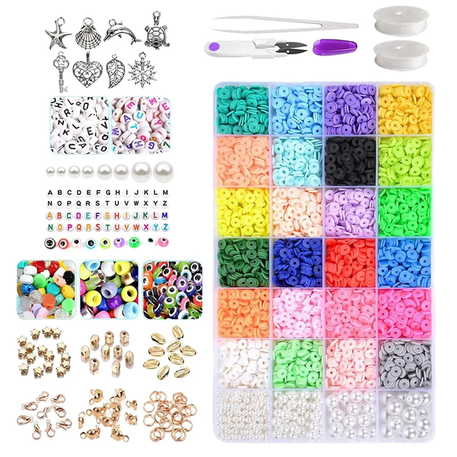 

Polymer Clay Beads Charms Elastic String Craft Supplies Findings for Jewelry