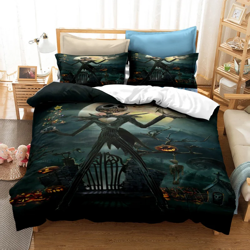thumbnail image 1 of Juego de ropa de cama pesadilla antes de Navidad, decoración del Día de San Valentín, funda nórdica suave, Jack y Sally, funda de cama de dibujos animados, King Twin, 1 of 5