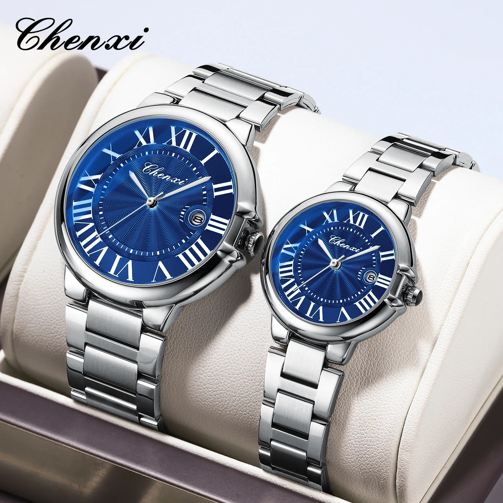 Couple Watches Roman Scale Quartz Watch Waterproof calendar Lovers Wristwatch Gifts